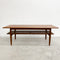 Mid Century Parker Teak Coffee Table With Rattan Magazine Shelf - Restored