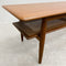 Mid Century Parker Teak Coffee Table With Rattan Magazine Shelf - Restored