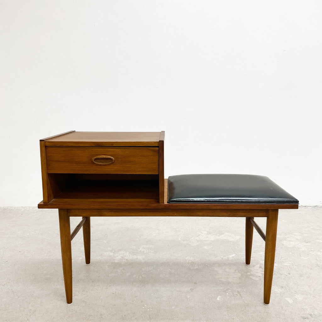 Mid Century Teak Telephone Hall Table Console