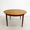 Mid Century Danish Teak Round Dining Table With Two Extension Leafs