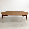 Mid Century Danish Teak Round Dining Table With Two Extension Leafs