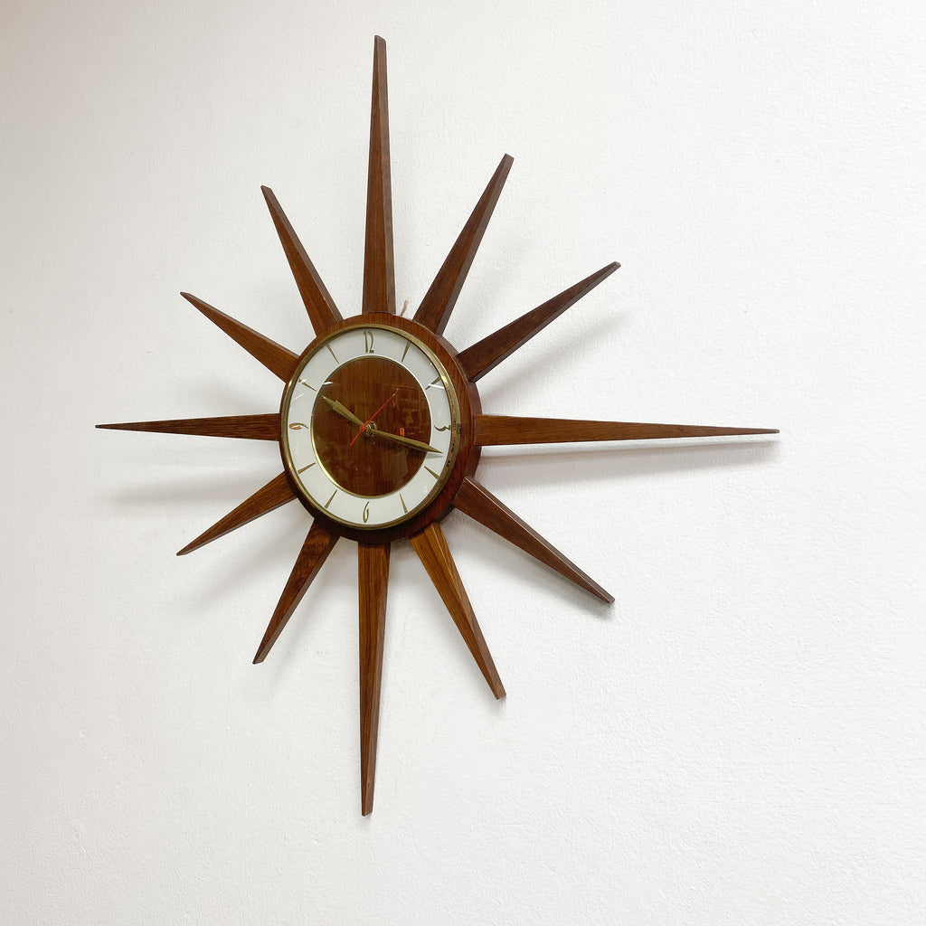 1960s Mid Century Starburst Clock By Junghans