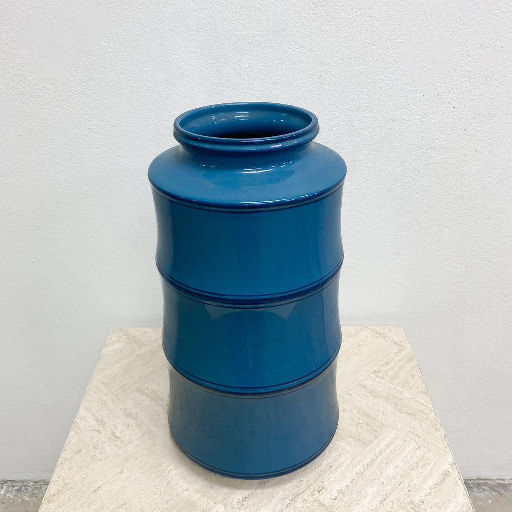 Large Mid Century Danish Blue Vase By Knabstrup Studio