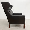 Danish Leather Wingback Chair With Footstool