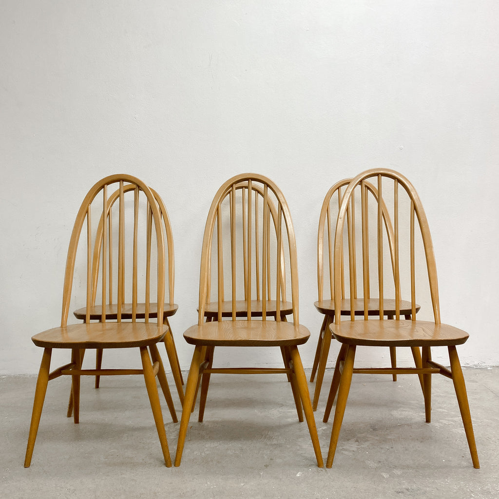 Set of 6 Mid Century Ercol Quaker Windsor Dining Chairs
