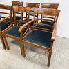 Six Art Deco Mahogany Framed Ladder Back Dining Chairs - New Upholstery