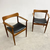 Pair Of Parker Mid Century Teak And Leather Nordic Armchairs - Restored