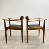 Pair Of Parker Mid Century Teak And Leather Nordic Armchairs - Restored