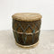 Vintage Tribal Hide And Wood Drum Sidetable