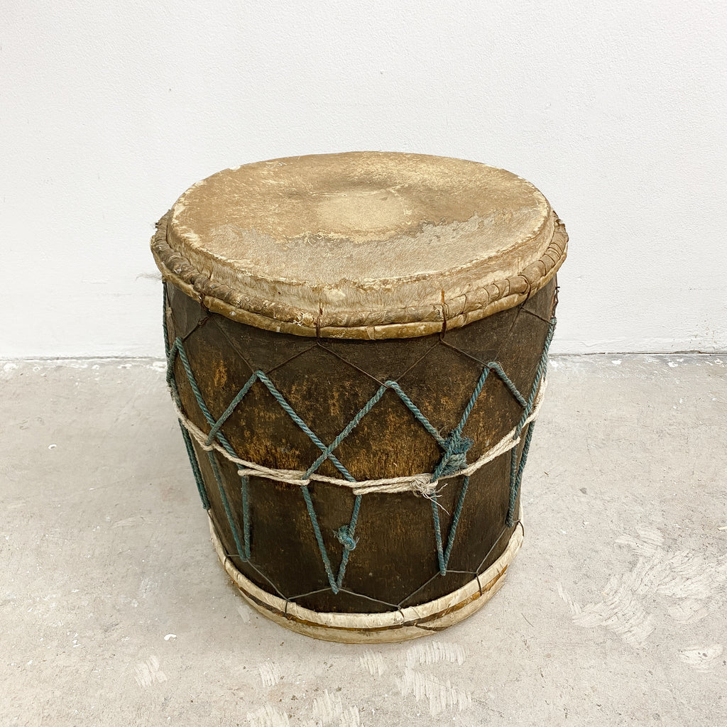 Vintage Tribal Hide And Wood Drum