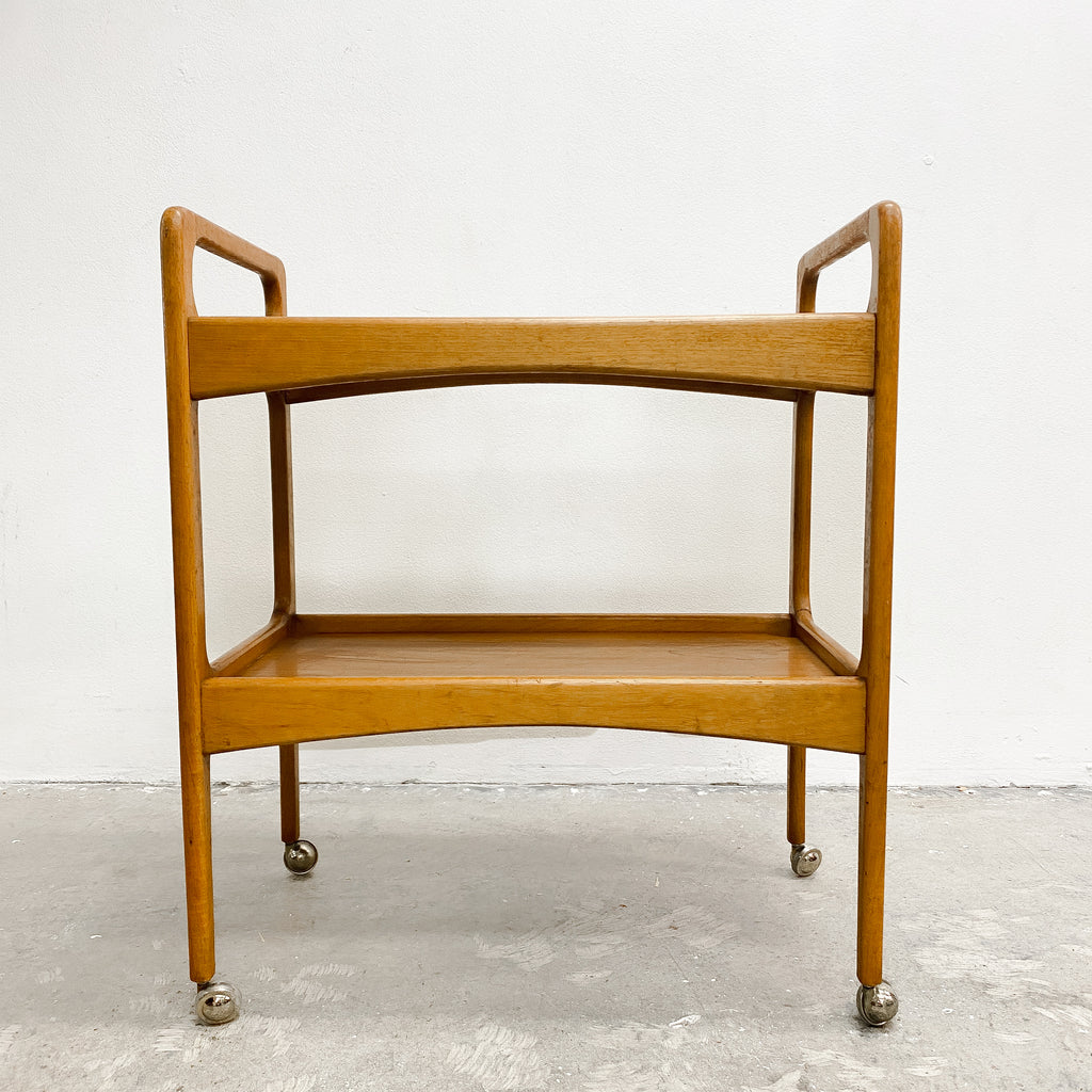 Mid Century 2 Tier Cocktail Trolley Bar Cart