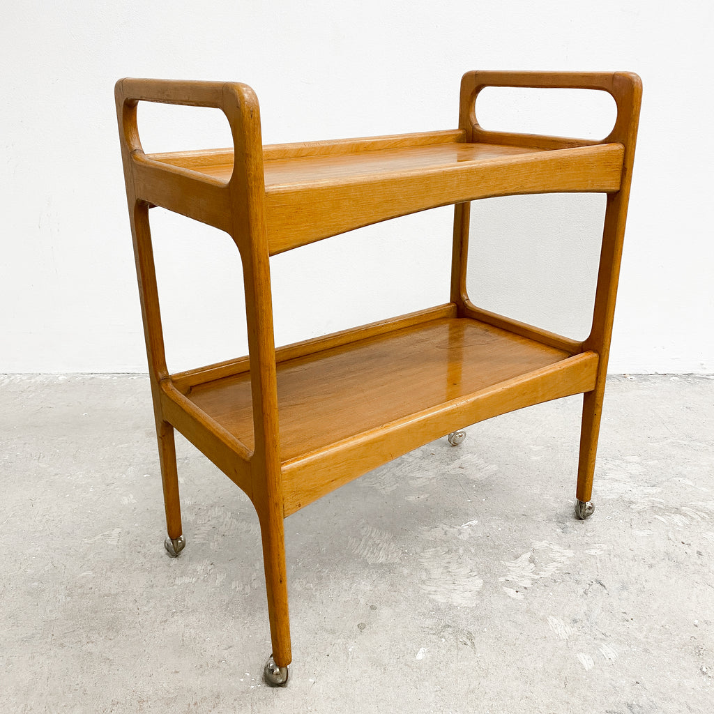 Mid Century 2 Tier Cocktail Trolley Bar Cart