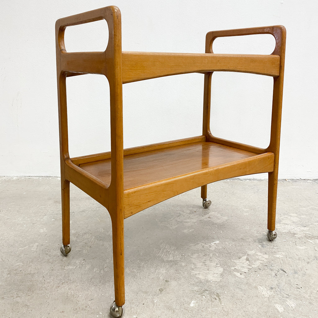 Mid Century 2 Tier Cocktail Trolley Bar Cart