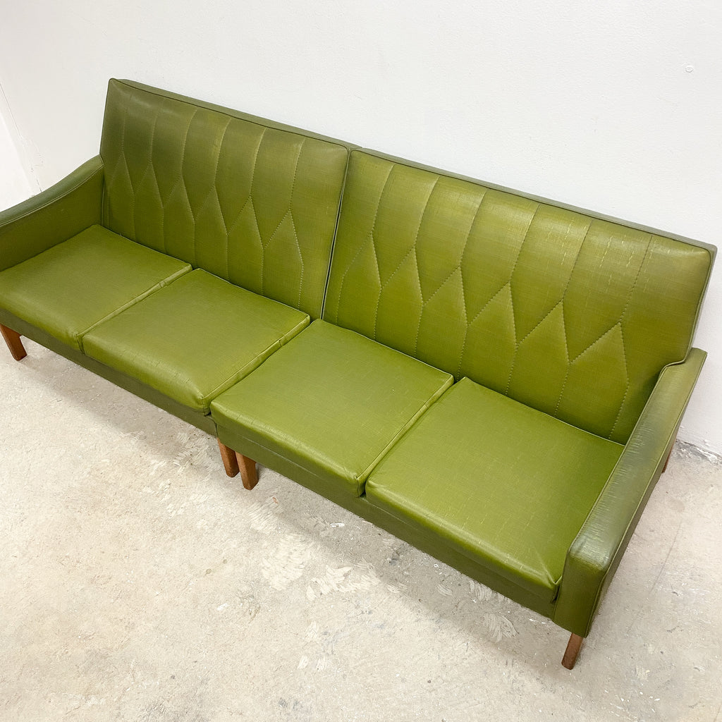 Mid Century 1960s 'Don' Green Vinyl 4 Seater Modular Lounge