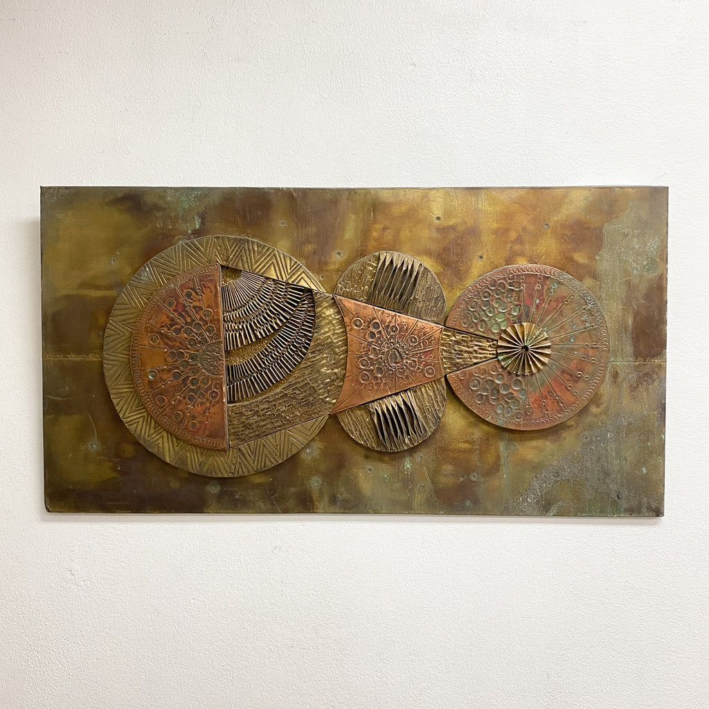 Copper And Brass Mid Century 1970s Brutalist Wall Art
