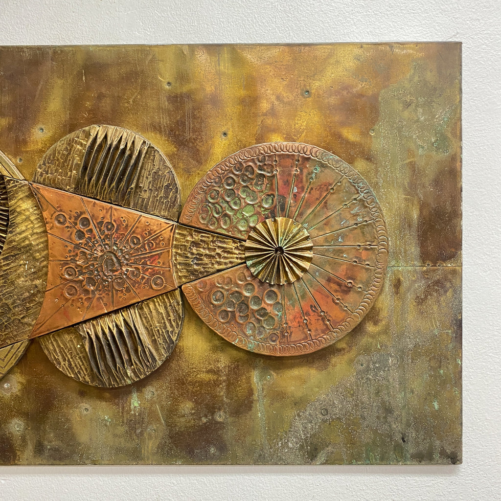 Copper And Brass Mid Century 1970s Brutalist Wall Art