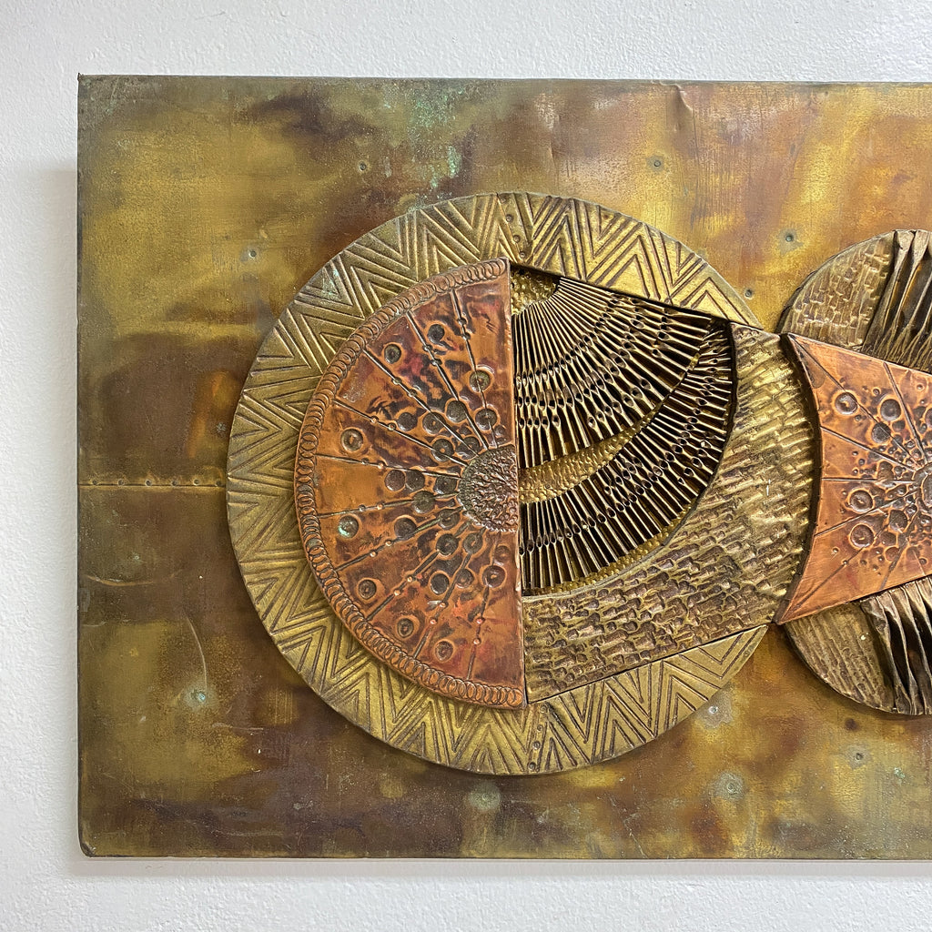 Copper And Brass Mid Century 1970s Brutalist Wall Art
