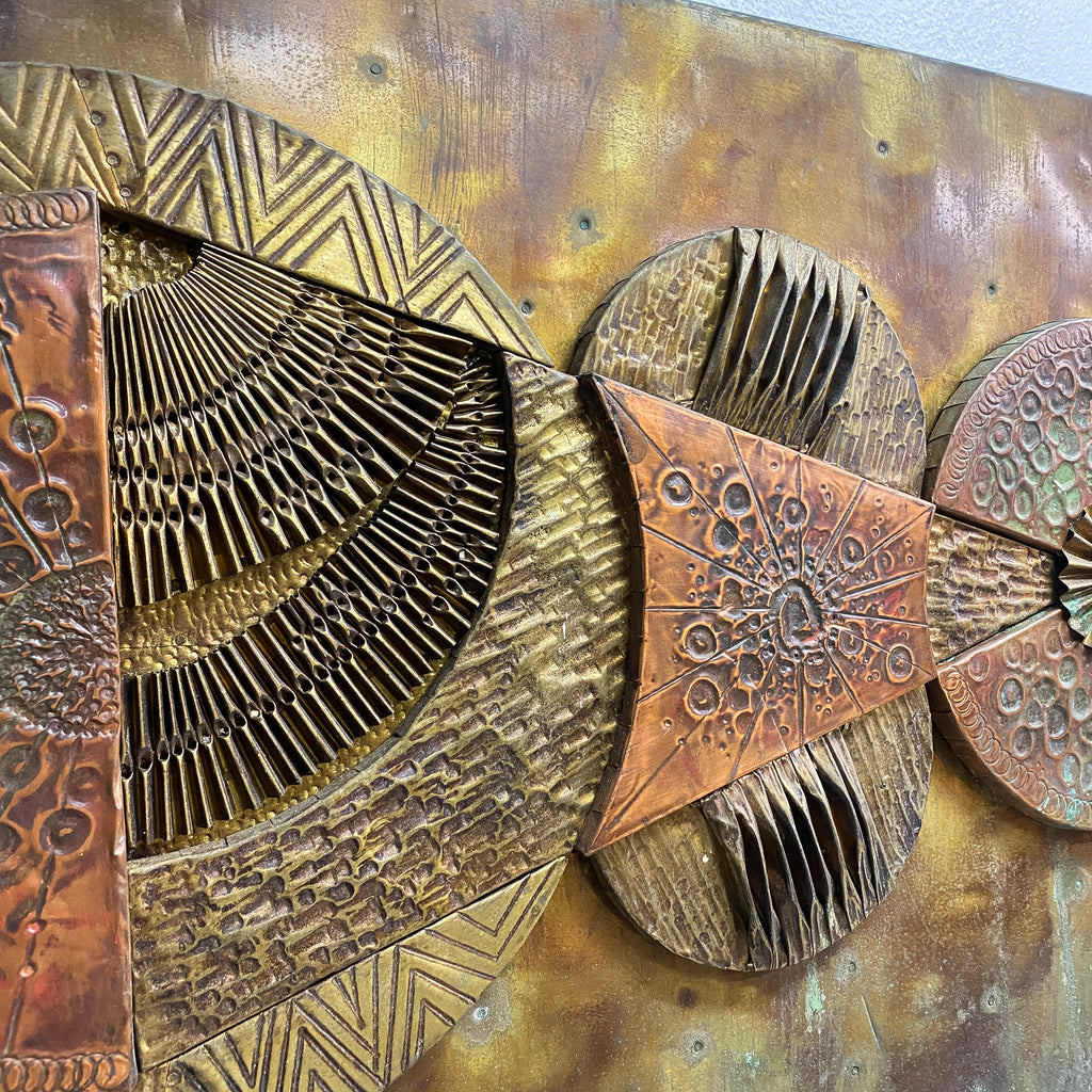 Copper And Brass Mid Century 1970s Brutalist Wall Art