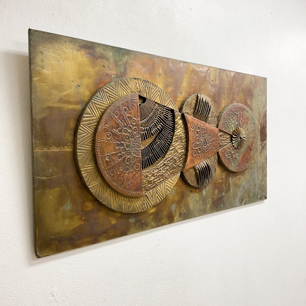 Copper And Brass Mid Century 1970s Brutalist Wall Art