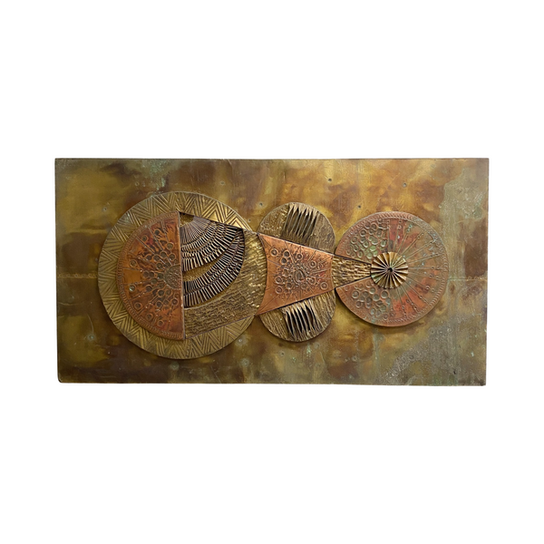Copper And Brass Mid Century 1970s Brutalist Wall Art