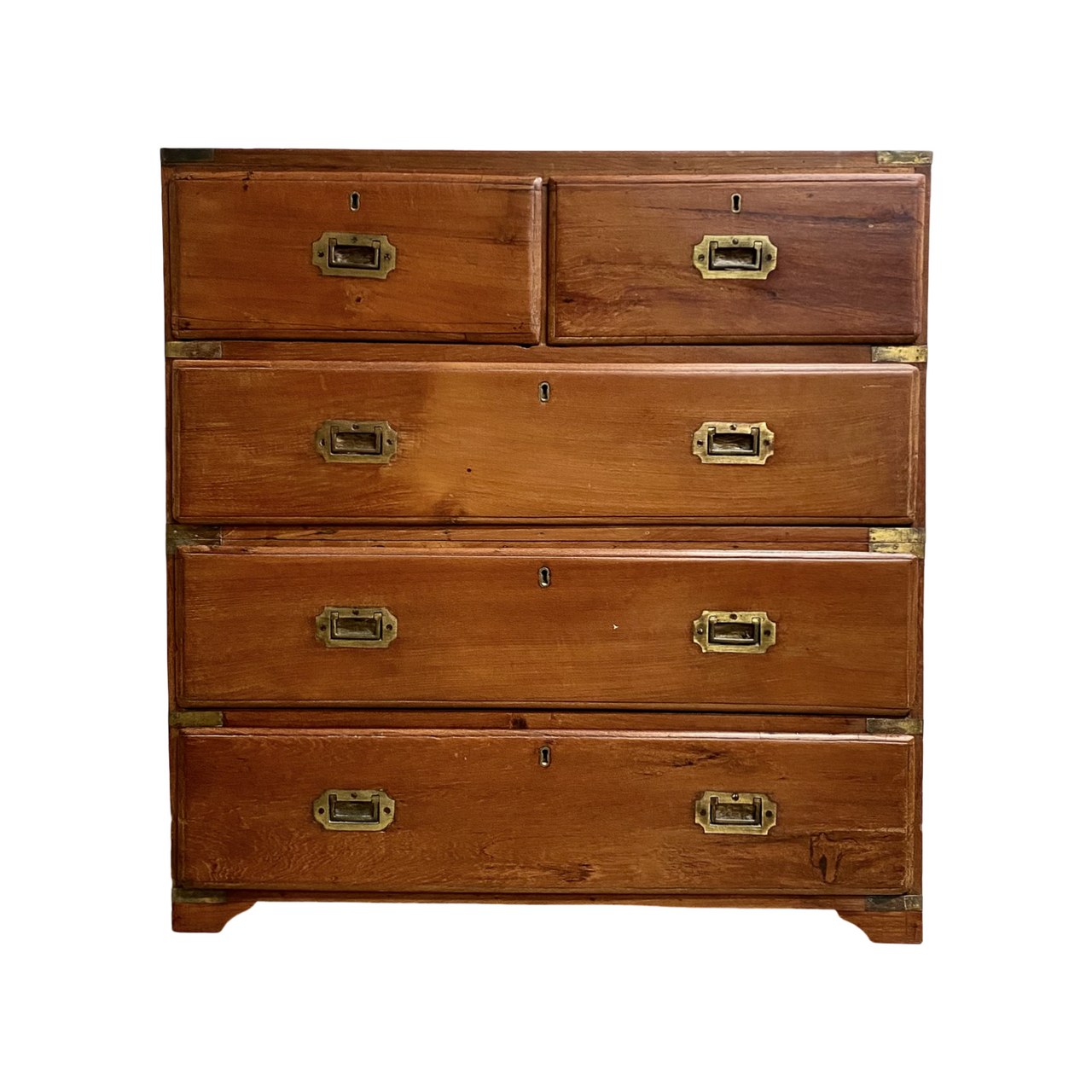 Late 19th Century Teak Campaign Chest Of Drawers*
