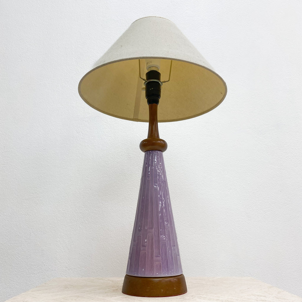 Mid Century Purple Glazed Table Lamp 1970s