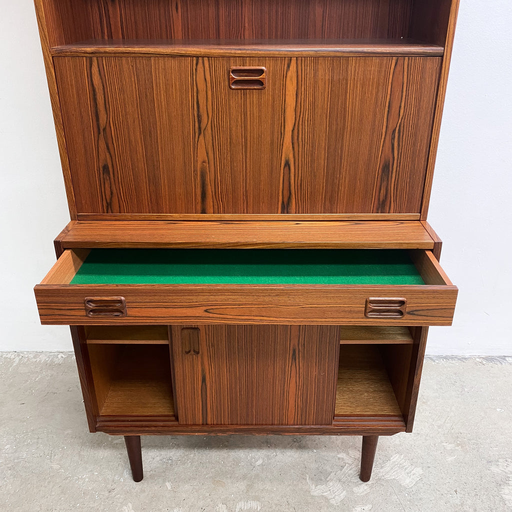 Mid Century Danish Brazilian Rosewood Shelves With Cabinet