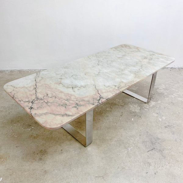Post Modern Danish Chrome And Marble Coffee Table