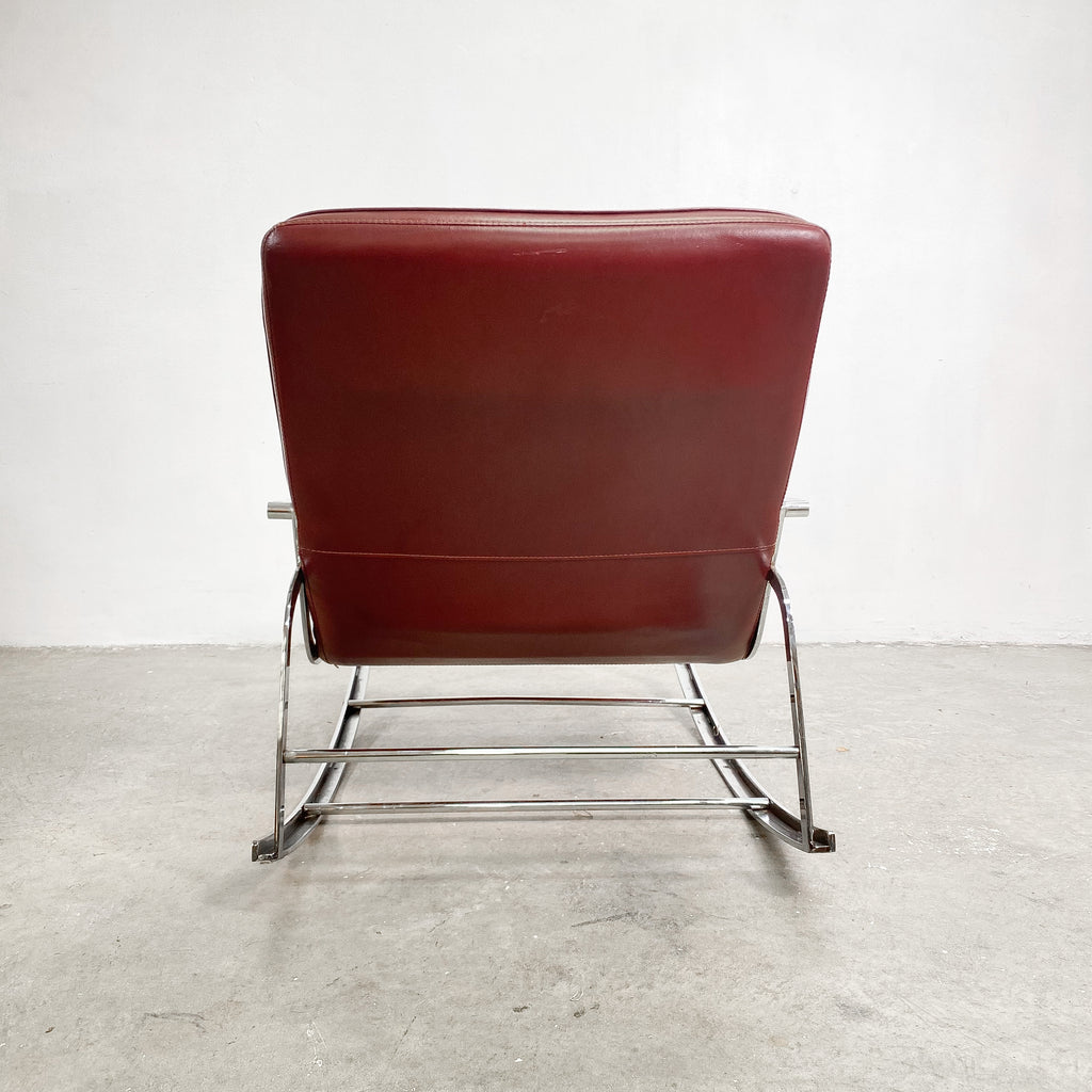 Sumptuous Mid Century Leather Chrome Rocker Chair