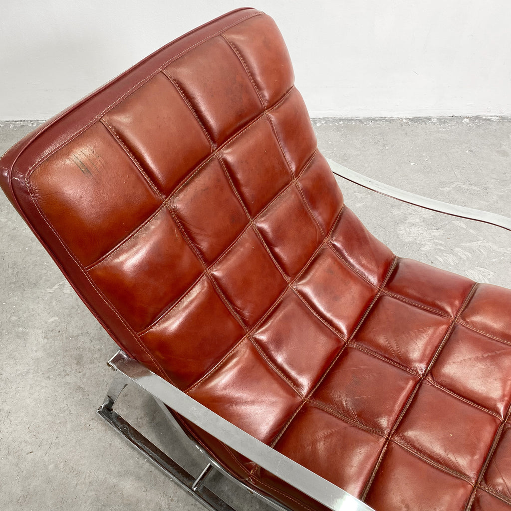 Sumptuous Mid Century Leather Chrome Rocker Chair