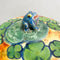 Mid Century Hand Painted Studio Pottery Lidded Pot with Blue Frog Figure