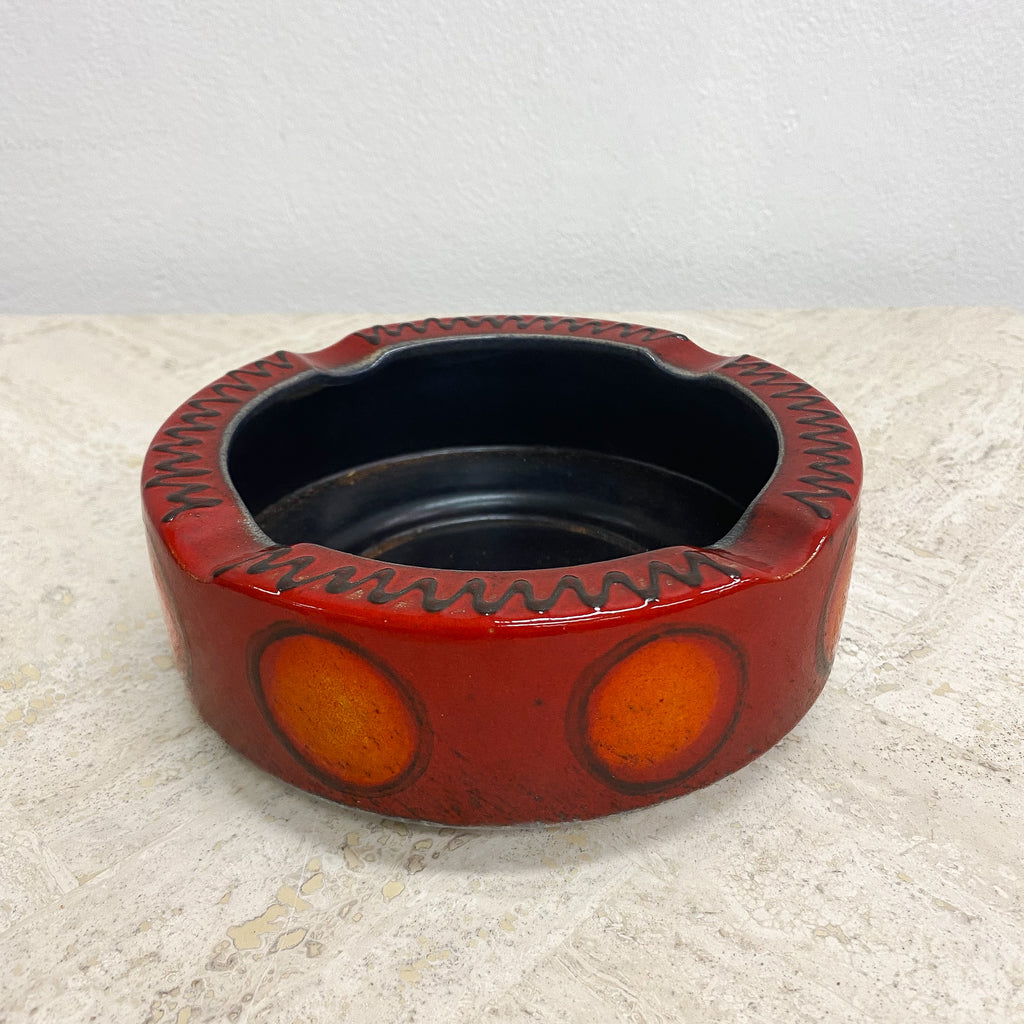Mid Century West German Red Ceramic Ashtray