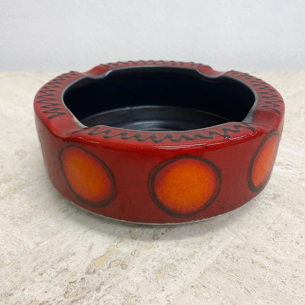 Mid Century West German Red Ceramic Ashtray
