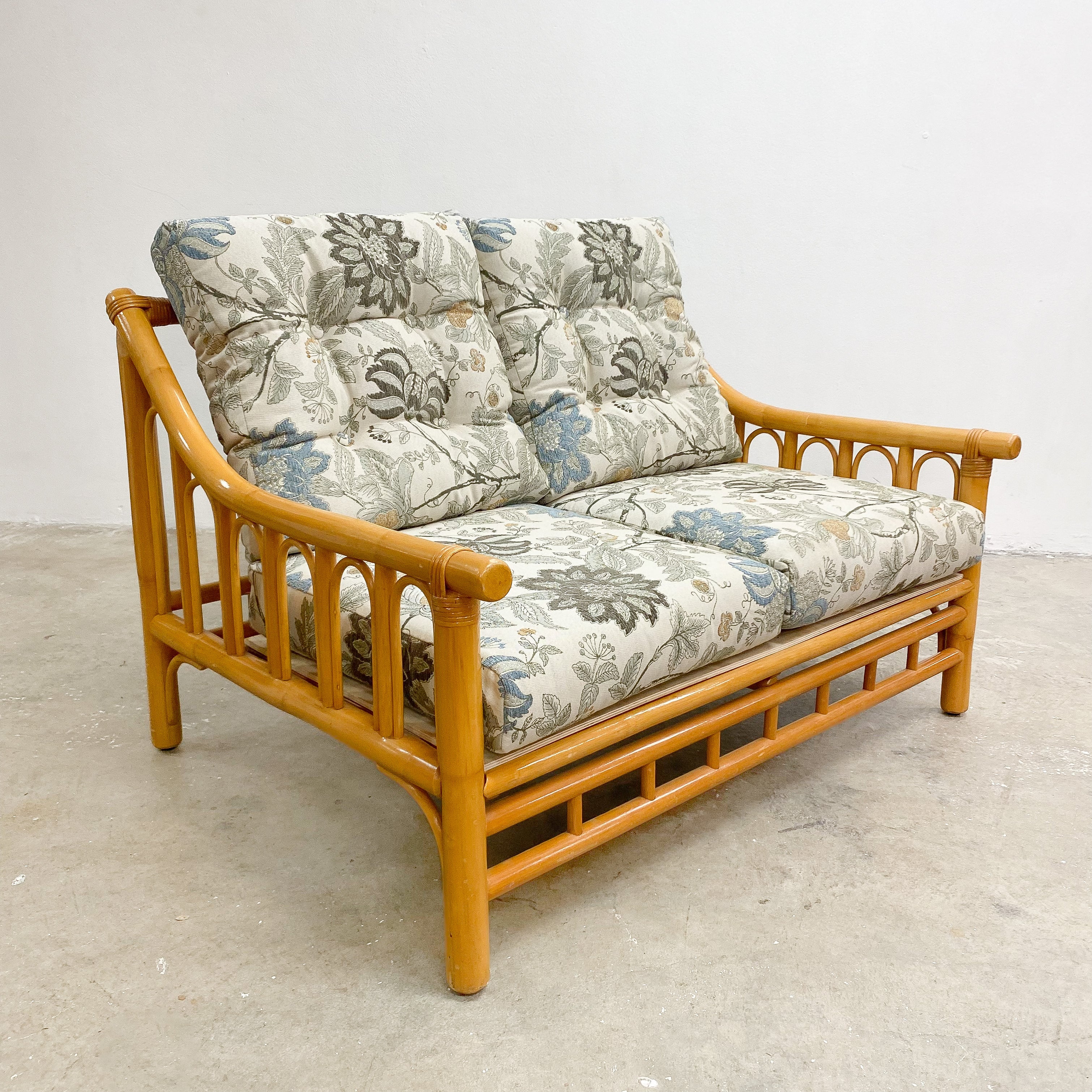 Mid Century Rattan Cane Two Seater Sofa Lounge The Design Ark