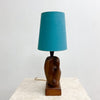 Mid Century Hand Carved Wooden Lamp Circa 1950s