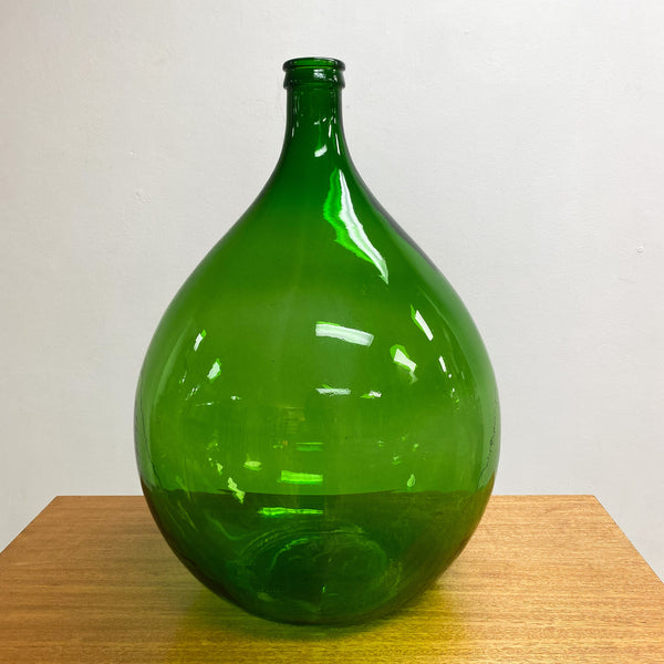 Large Vintage Italian Green Glass Wine Demijohn Carboy