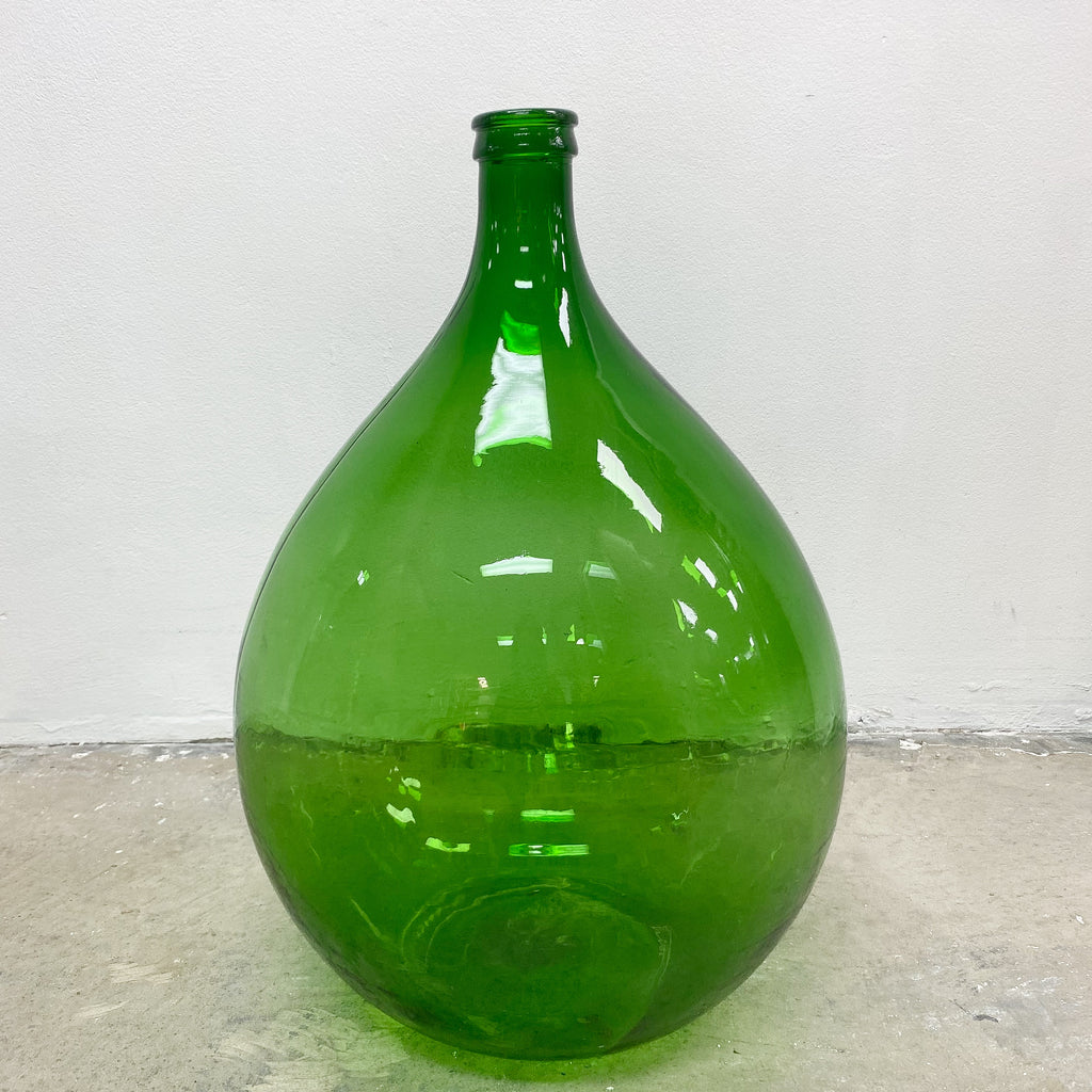 Large Vintage Italian Green Glass Wine Demijohn Carboy