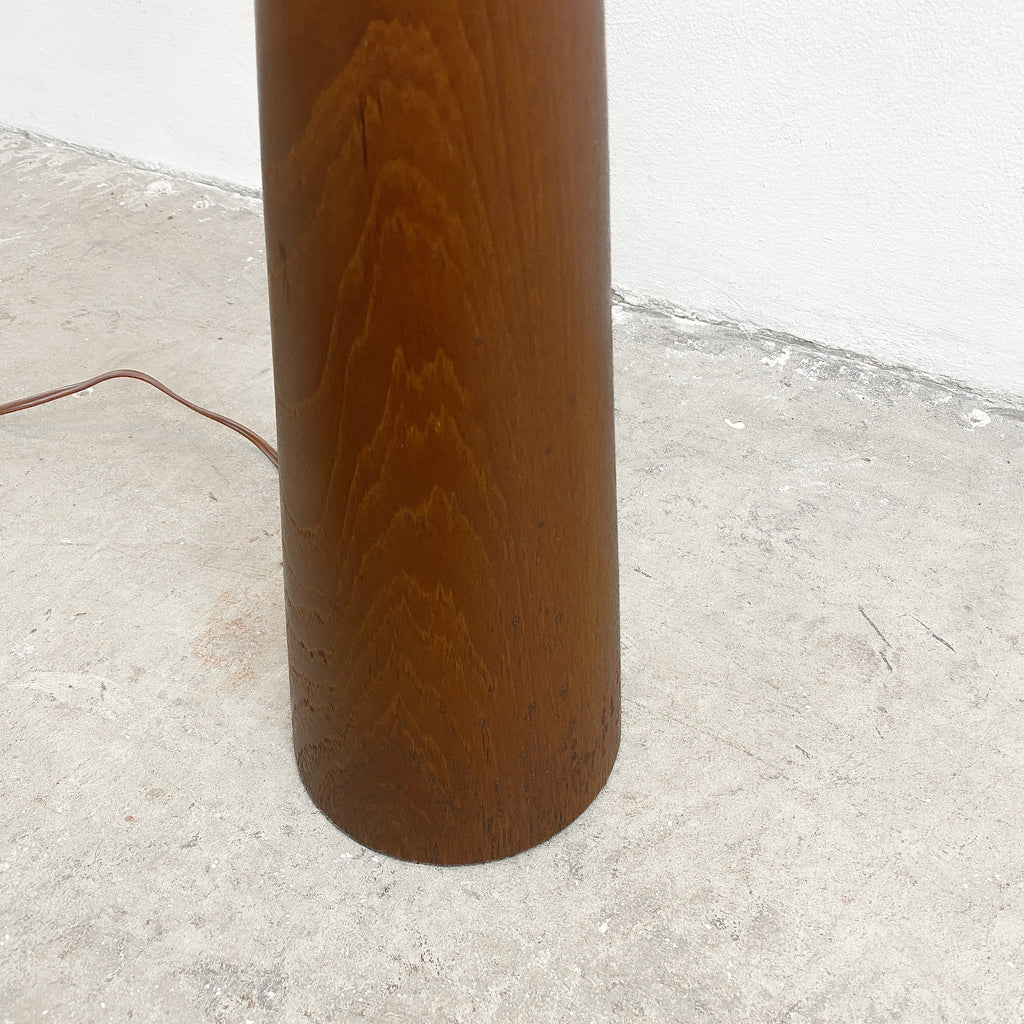 Mid Century Teak Standard Floor Lamp With Original Shade 1960s