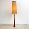 Mid Century Teak Standard Floor Lamp With Original Shade 1960s