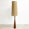 Mid Century Teak Standard Floor Lamp With Original Shade 1960s