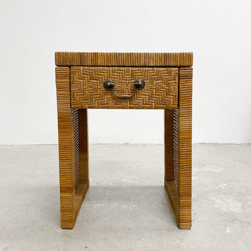 Vintage Cane And Rattan Bedside Table