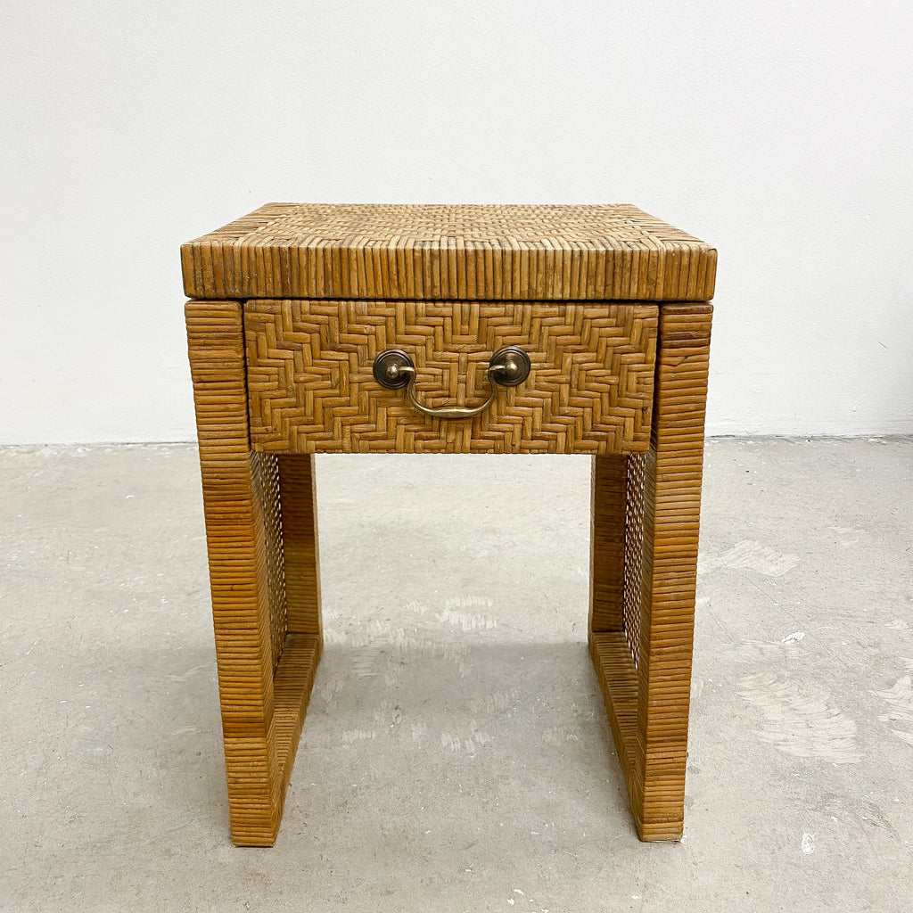 Vintage Cane And Rattan Bedside Table