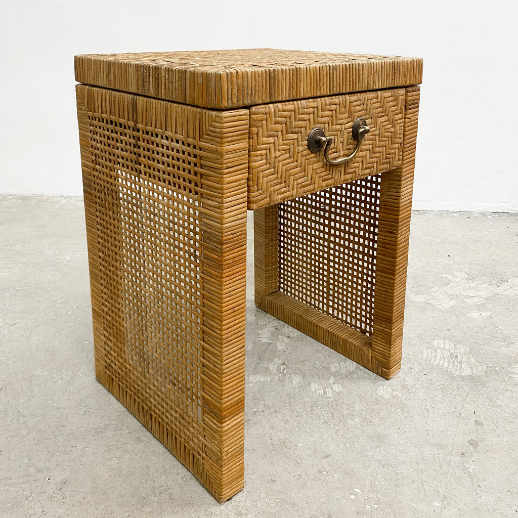 Vintage Cane And Rattan Bedside Table