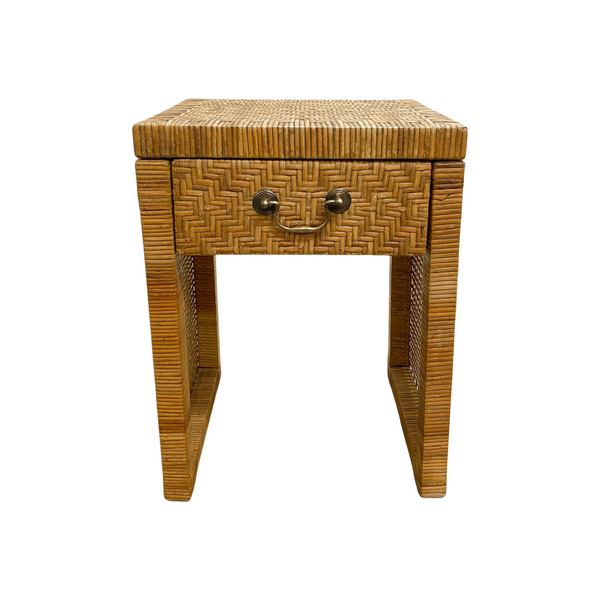 Vintage Cane And Rattan Bedside Table