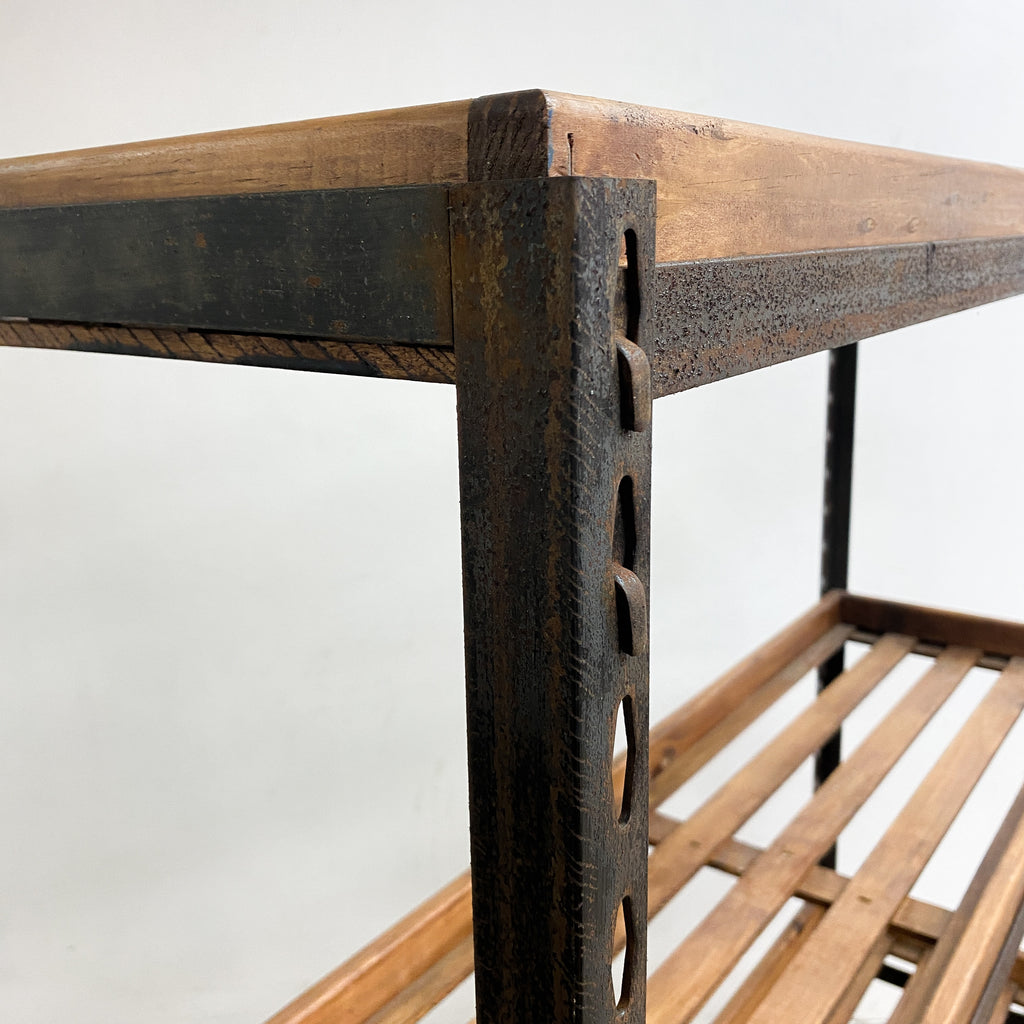 Industrial Metal Shoe Rack With Slatted Timber Shelves– The Design Ark