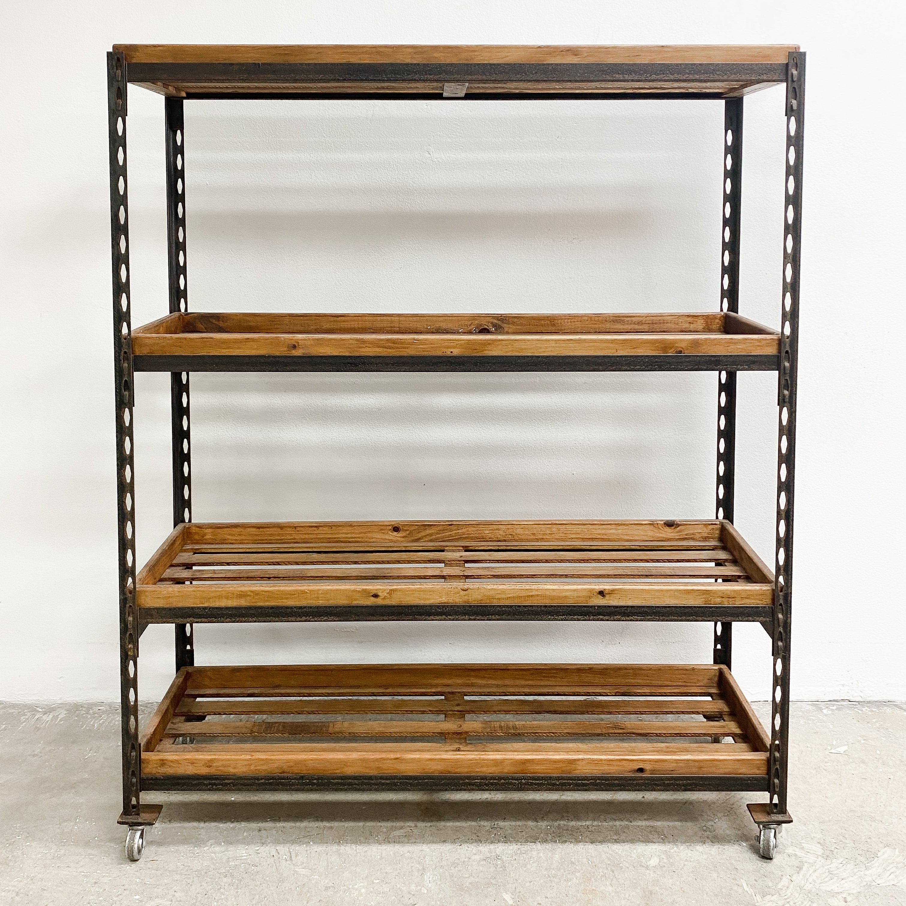 Industrial Metal Shoe Rack With Slatted Timber Shelves– The Design Ark