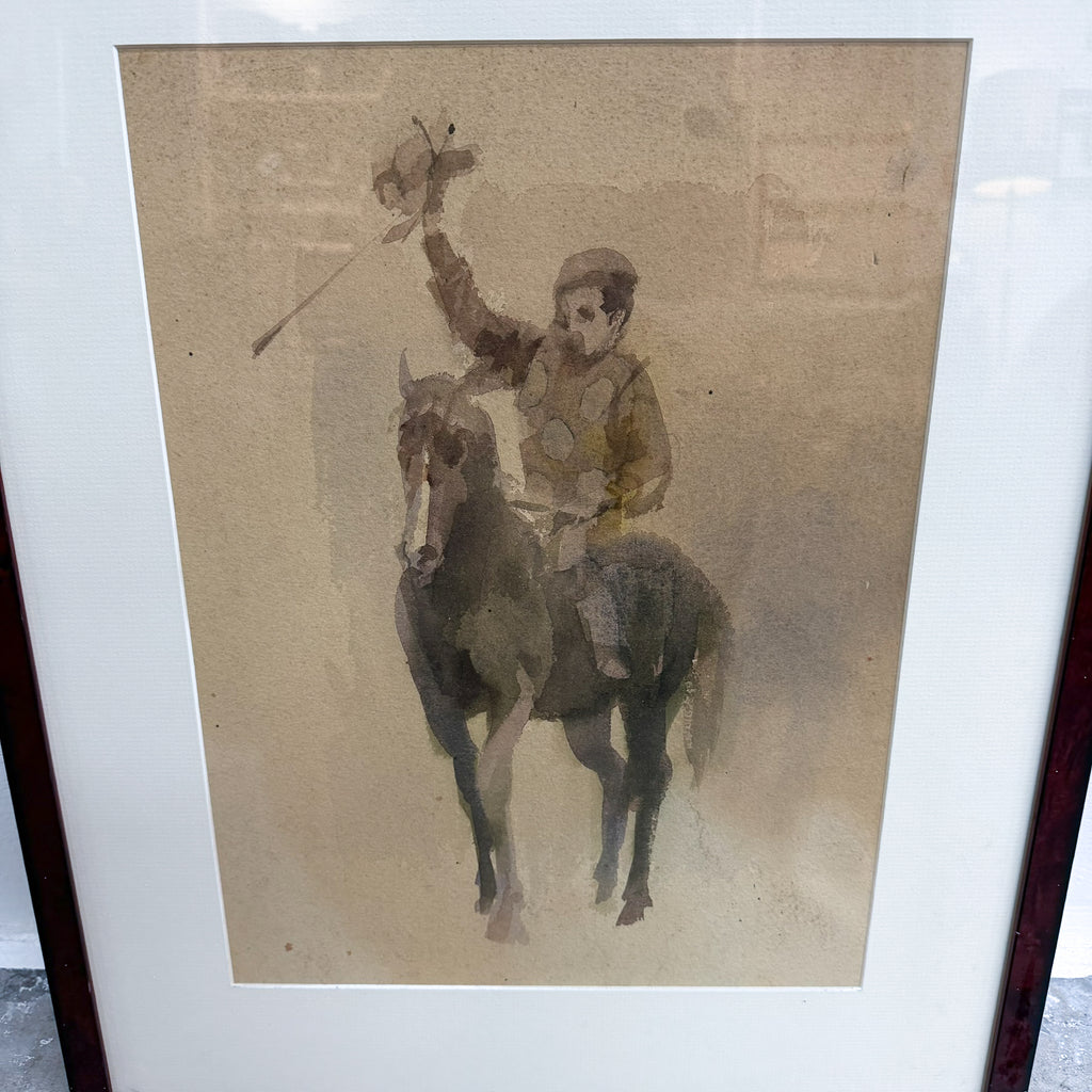 Jockey Watercolour Painting Framed