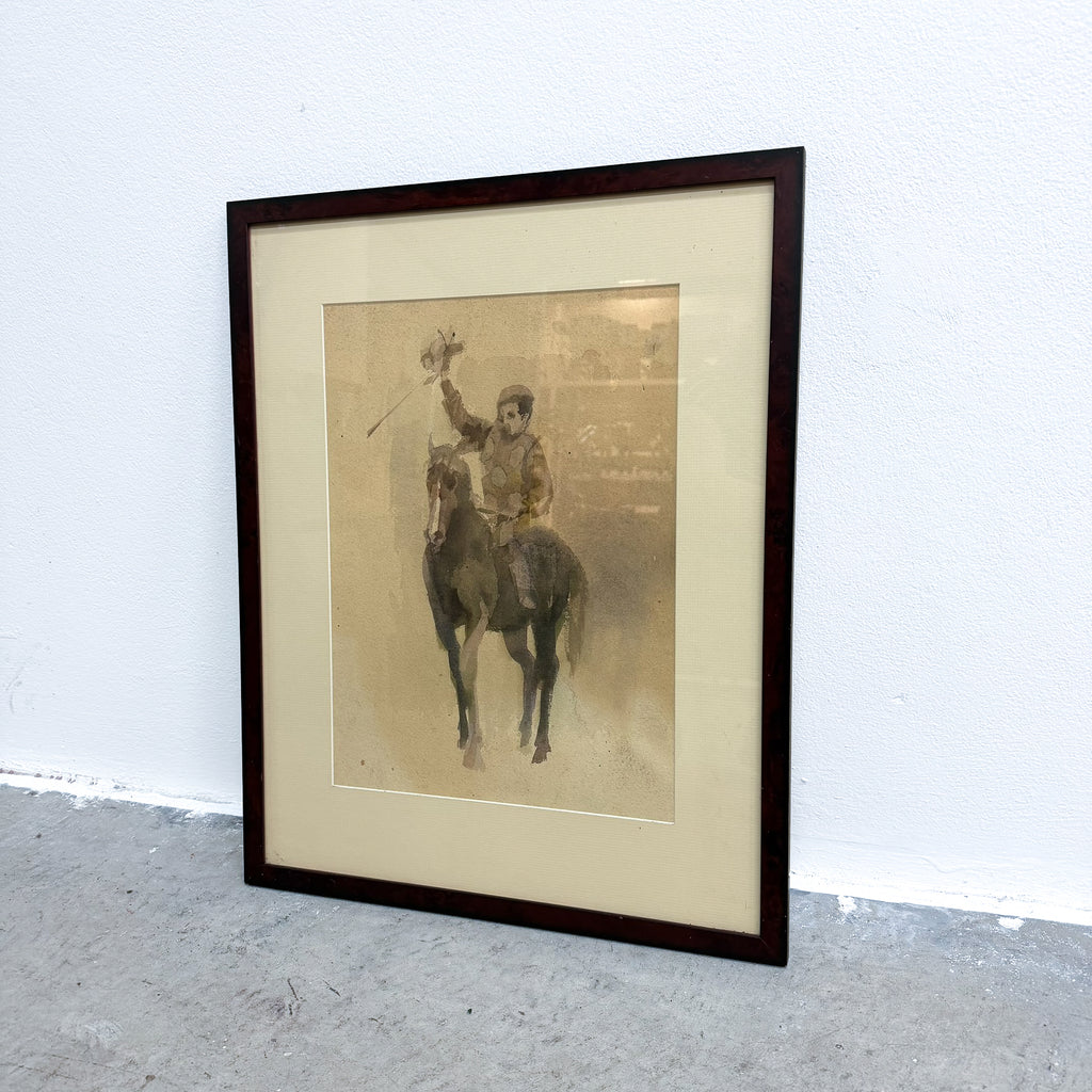 Jockey Watercolour Painting Framed