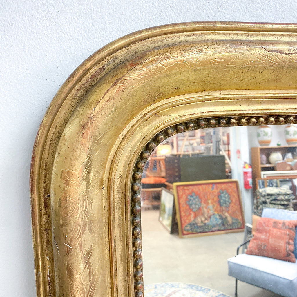 Large Antique French Louis Philippe Period Gold Gilt Mirror 