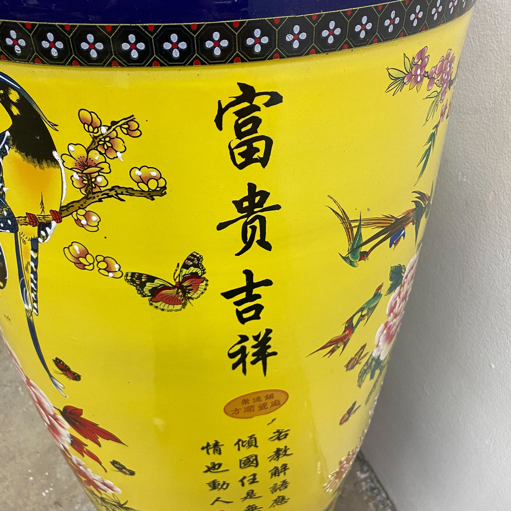 Pair Of Large Chinese Ceramic Cloisonne Floor Vase